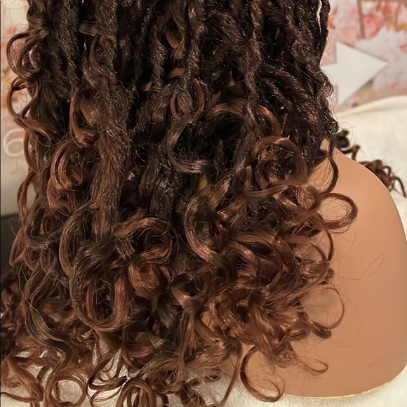 GODDESS LOCKS DREADS RASTA LACEFRONT WIG WITH CURLY ENDS BROWN SUMMER BOHEMIAN - Picture 6 of 10